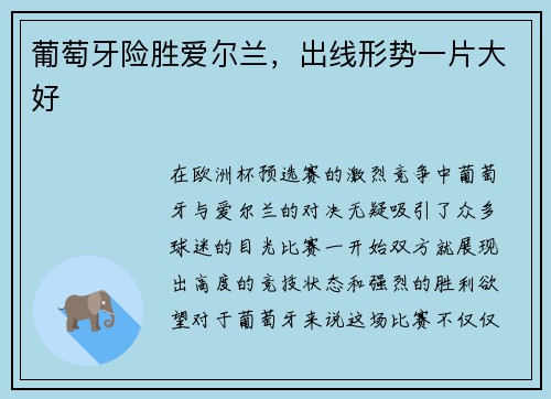 葡萄牙险胜爱尔兰，出线形势一片大好